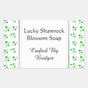 Green Shamrocks Pattern Custom Soap Stickers