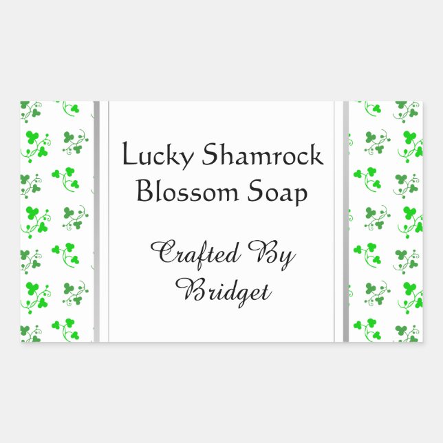 Green Shamrocks Pattern Custom Soap Stickers (Front)