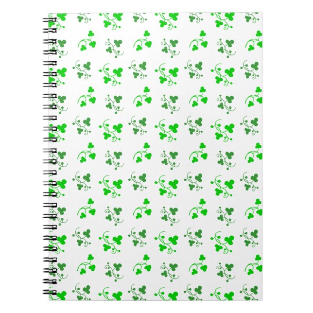 Green Shamrocks Pattern Notebook (Front)