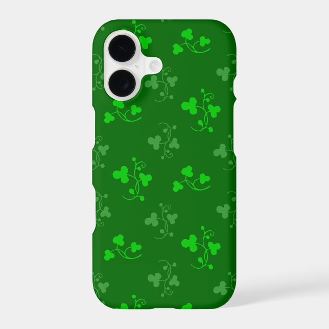 Green Shamrocks Pattern on Green iPhone Case (Back)