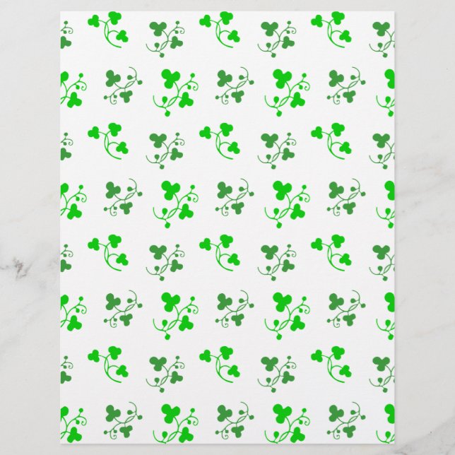 Green Shamrocks Pattern Scrapbook Paper (Front)