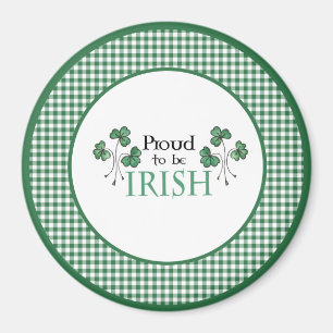 Green Shamrocks Proud to be Irish Round Magnet