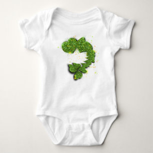Green Shamrocks sparkling hearts Baby Bodysuit