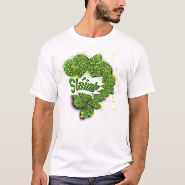 Green Shamrocks | sparkling hearts Shainte T-Shirt (Front)