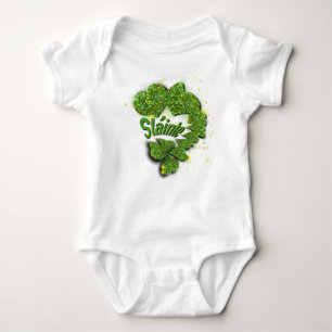Green Shamrocks sparkling hearts ShainteT-Shirt Baby Bodysuit
