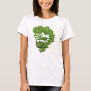 Green Shamrocks sparkling hearts ShainteT-Shirt T-Shirt