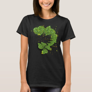 Green Shamrocks sparkling hearts T-Shirt