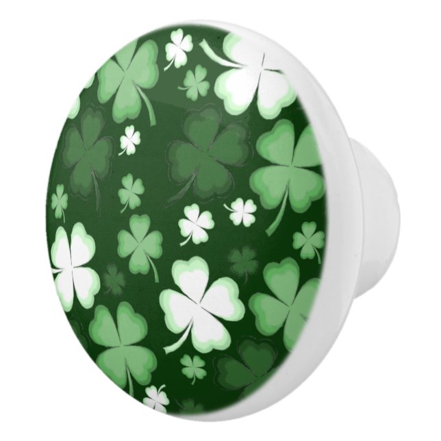 Green Shamrocks, St. Patrick's Day Ceramic Knob (Right)