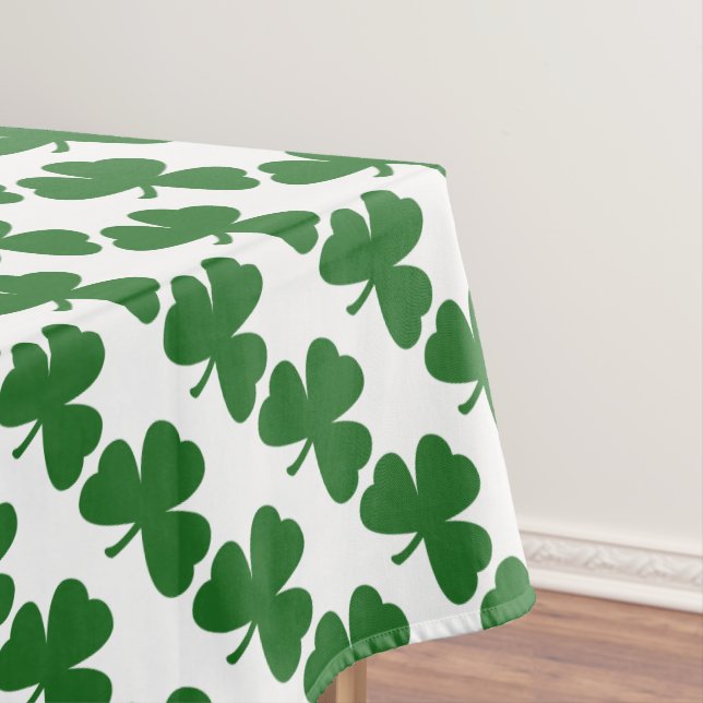 Green Shamrocks St. Patrick's Day Clovers Tablecloth (In Situ)