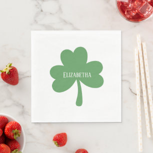 Green Shamrocks St. Patrick's Day Custom Name Napkin