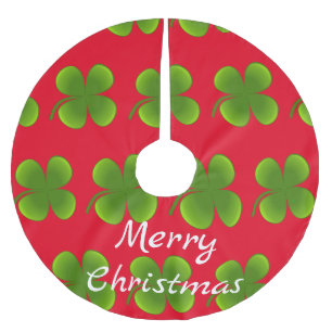 Green Shamrocks Thunder_Cove Brushed Polyester Tree Skirt
