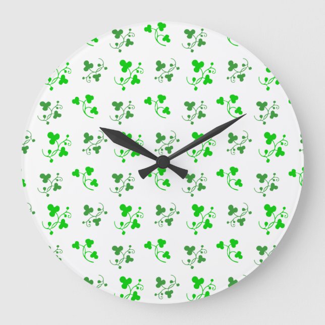 Green Shamrocks Wall Clock (Front)