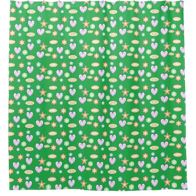 Green Shapes  Shower Curtain (Front)