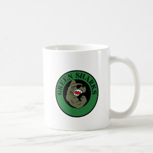 green sharks mug dark green outline