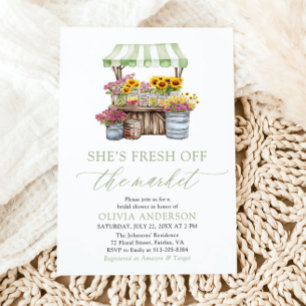 Green She’s Fresh Off The Market Bridal Shower Invitation