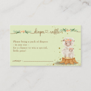 Green Sheep Baby Shower Mummy Diaper Raffle Enclosure Card