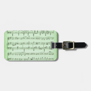 Green Sheet Music Luggage Tag