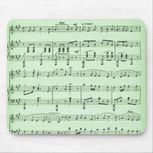 Green Sheet Music Mouse Pad