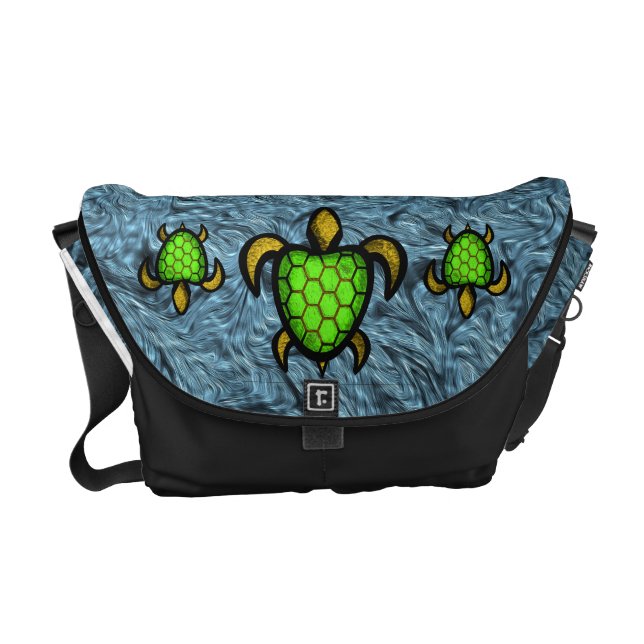 Green Shell Turtle Messenger Bag (Front)