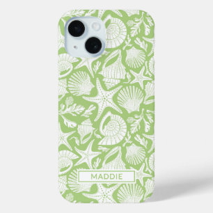 Green Shells Personalised iPhone 15 Case