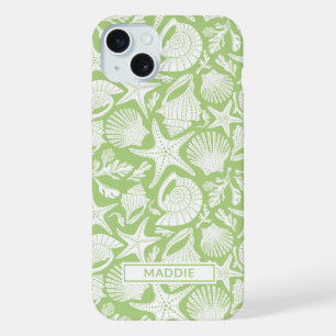 Green Shells Personalised iPhone 15 Plus Case