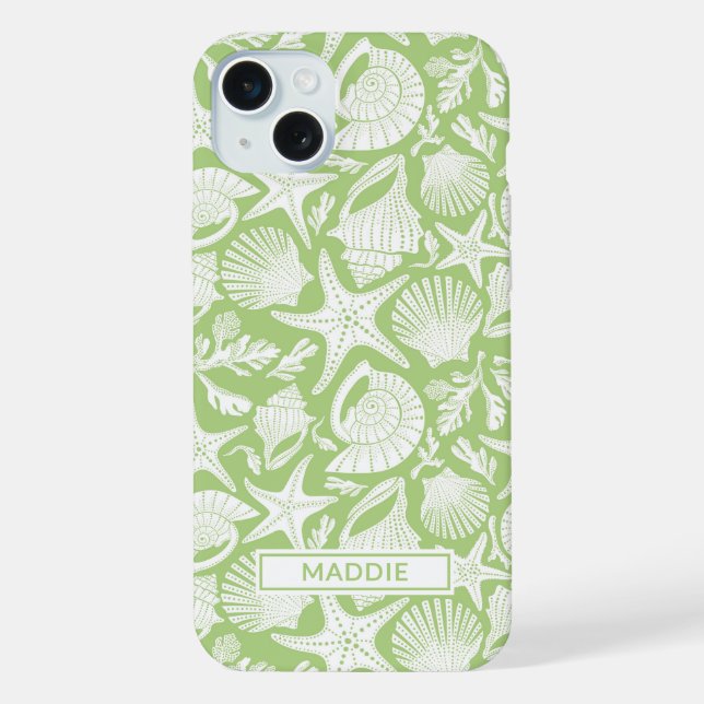 Green Shells Personalised iPhone Case (Back)