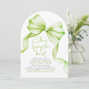 Green She's Tying the Knot Bridal Shower Photo Invitation
