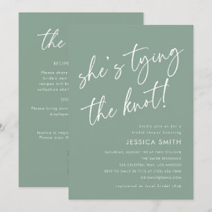 Green She's Tying the Knot QR Code Bridal Shower Invitation