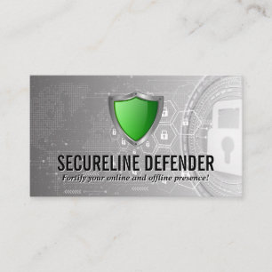 Green Shield Security Logo   Modern Background Business Card