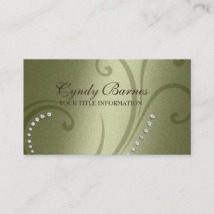 Green Shimmer and Crystals Business Card