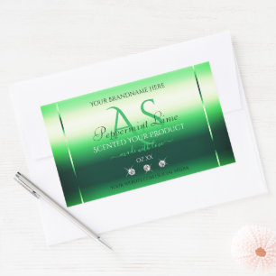 Green Shimmery Product Labels Rhinestones Monogram