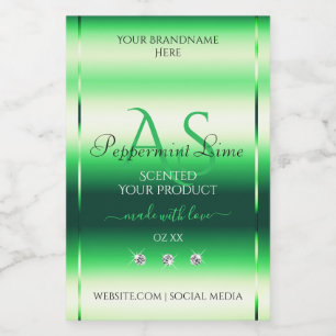 Green Shimmery Product Labels Rhinestones Monogram