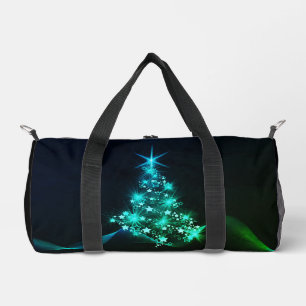 Green Shine of Stars on Christmas Tree Dark  Duffle Bag