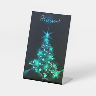 Green Shine of Stars on Christmas Tree Reserved Pedestal Sign