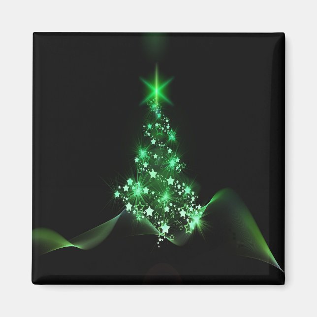 Green Shiny Christmas Tree Magnet (Front)