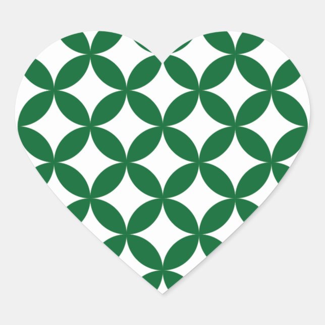 Green Shippo Heart Stickers (Front)
