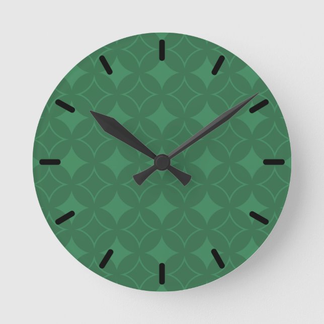 Green Shippo pattern Round Clock (Front)