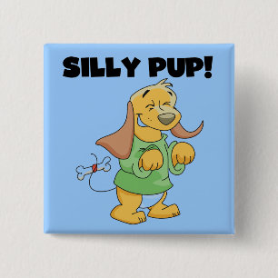 Green Shirt Silly Pup Tshirts and Gifts 15 Cm Square Badge