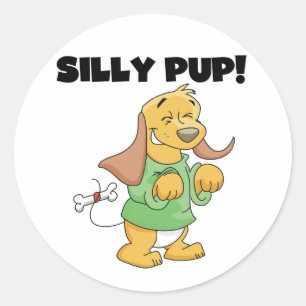 Green Shirt Silly Pup Tshirts and Gifts Classic Round Sticker