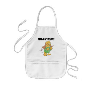 Green Shirt Silly Pup Tshirts and Gifts Kids Apron