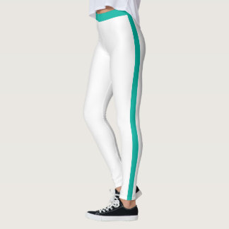 Green Side Stripe White Leggings or Choose Colours