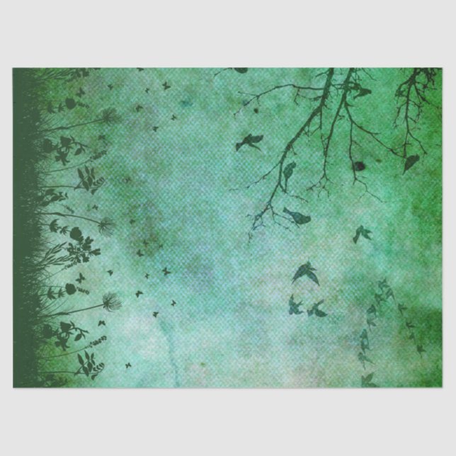 Green Silhouette Art Tissue Paper (Front)