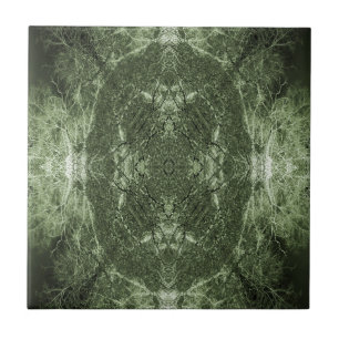 Green silhouetted tree pattern tile