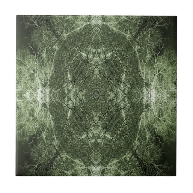 Green silhouetted tree pattern tile (Front)