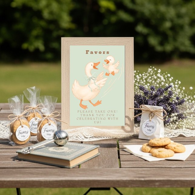 Green Silly Goose Favour Table Sign  Invitation (Green Silly Goose Favor Table Sign )