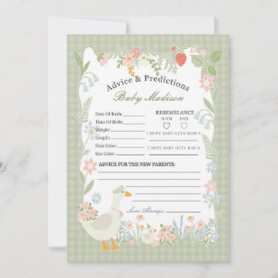 Green Silly Goose Floral Gingham Advice for Baby Invitation