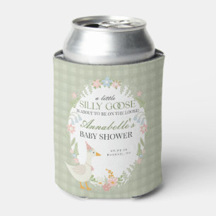 Green Silly Goose Floral Gingham Baby Shower Favou Can Cooler
