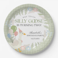 Green Silly Goose Floral Gingham Birthday