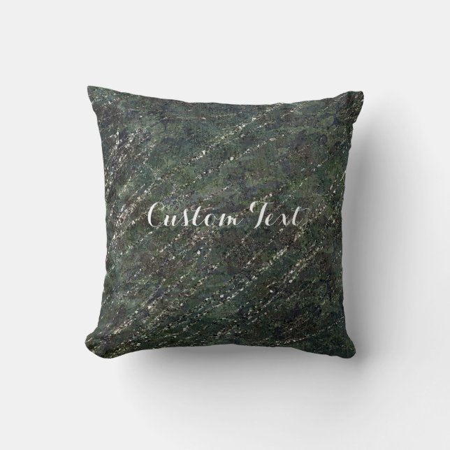 Green & Silver Army Camo Sparkle Elegant Glam Cushion (Front)