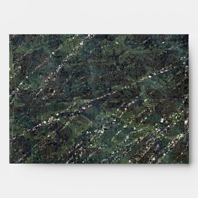 Green & Silver Army Camo Sparkle Party Invitation Envelope (Back (Top Flap))